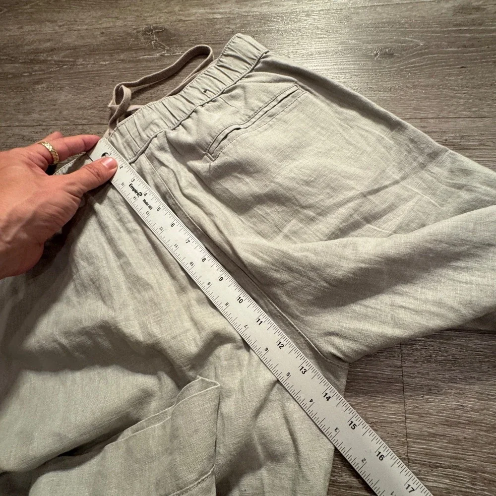 Vintage Mossimo Pants Mens Medium Gray Linen Blend Drawstring Summer Beach 33x30